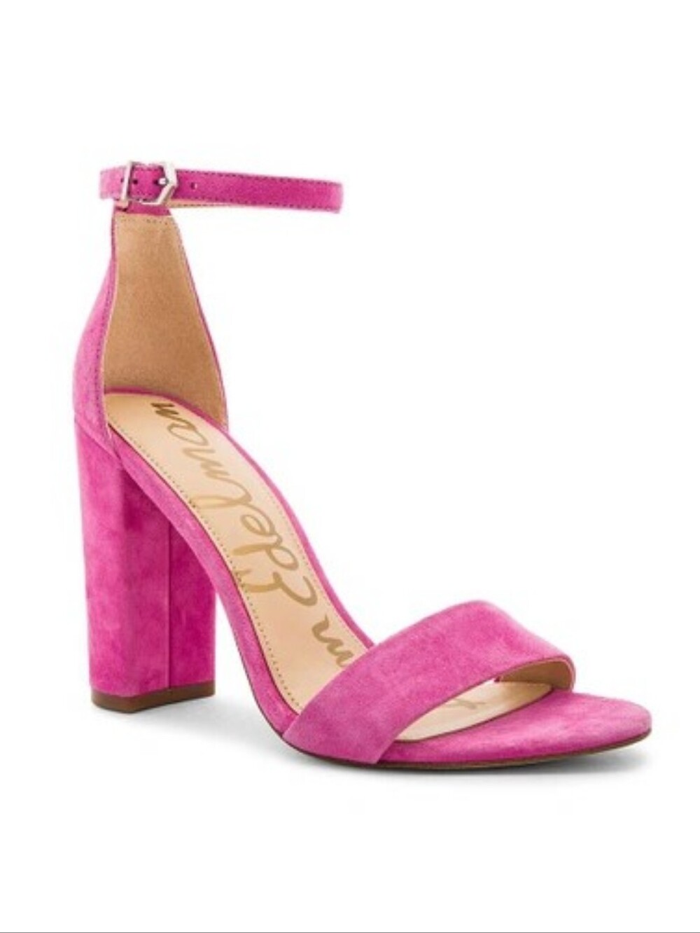Sam Edelman Yaro Pink Suede Block Heel Sandals